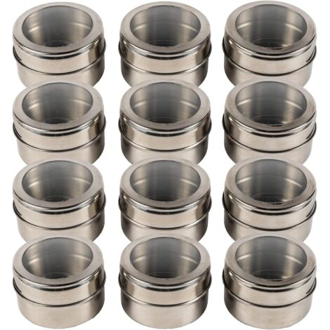 Magnetische Gewürzdosen – 12er-Set  Inkl. Etiketten  Edelstahl