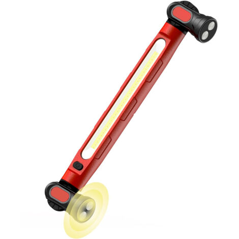 Magnetische LED-Arbeitsleuchte, 2000 lm, 5000 mAh, USB-aufladbar, mit Haken. Ideal für Garagen, Autowerkstätten, Reparaturen und Heimwerkerprojekte. Tragbare, kabellose Leuchte – Rot