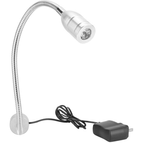 Magnetische LED-Lampe für CNC-Maschinen, Fräsen, Nähen – Flexibler Aluminiumfuß – Für Studium, Maniküre und andere Anwendungen – 110–220 V, US-Stecker – Silber