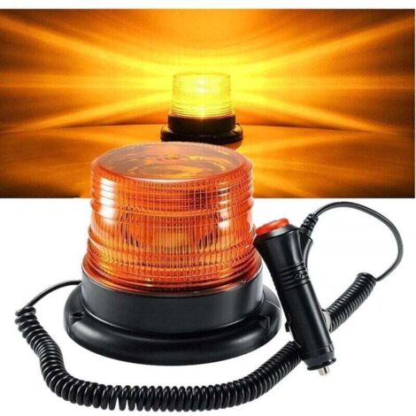 Magnetische LED-Rundumleuchte, magnetische Warnleuchte für Fahrzeuge mit 12V/24V-Zigarettenanzünderstecker (Gelb)
