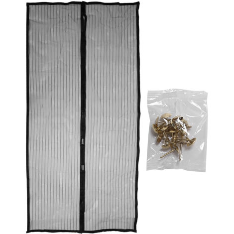 Magnetische Moskitonetztür 210 x 100 cm mit automatischer Schließung, komplett schwarzer insektensicherer Rahmen