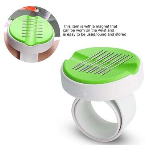 Magnetische Nähbox mit Handschlaufe - Magnetische Nadelbox für Nadelkissen, Stiche und Schrauben - Durchmesser 6,5 cm, Kunststoff (Grün)