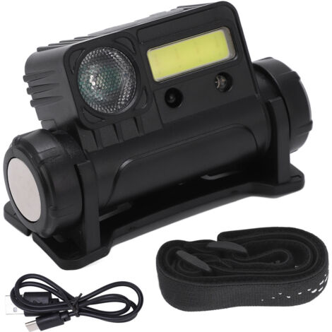 Magnetische, per USB aufladbare Stirnlampe, IPX4, 6 Modi für Camping, Wandern, Laufen, Bewegungserkennung