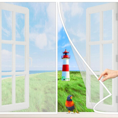 Magnetischer Fenstervorhang, 120 x 150 cm, Insektenschutz, Fliegengitter, Moskitonetz, einfach zu installieren, automatisches Schließen, für Innen- und Eingangsfenster, Weiß P
