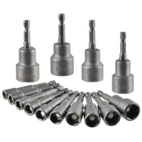 Magnetischer Innensechskant-Steckschlüssel, 14-teilig, Schlagschrauber-Steckschlüsseleinsatz 6–19 mm, magnetischer Innensechskant-Steckschlüssel-Steckschlüsselsatz, magnetischer Steckschlüssel-Adapter