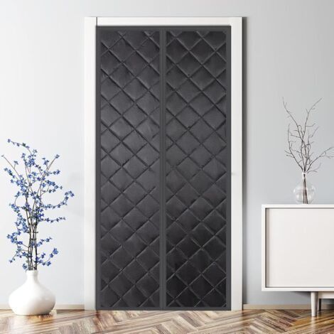 Magnetischer Isoliervorhang für Türen, Kälteschutz, Lichtundurchlässigkeit, Schalldämmung, 105 x 220 cm (schwarz)