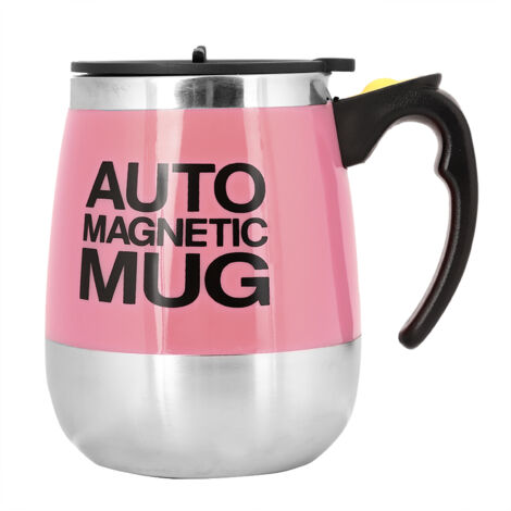 Magnetischer Kaffeebecher mit automatischer Rührfunktion zum Mischen von Tee und anderen Getränken (Pink)