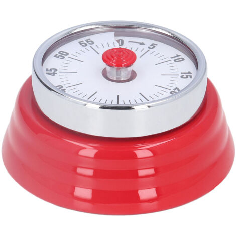 Magnetischer Küchentimer 70dB, tragbarer, multifunktionaler Retro-Küchenwecker aus Edelstahl – Rot