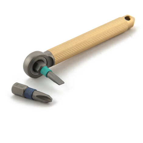 Magnetischer Modulschraubendreher  Austauschbare Schlitz- und Kreuzschlitzbits  Wolframspitze mit Glasbrecher  Griff aus Titan/Messing  Praktisches EDC-Multitool für Auto und Haushalt