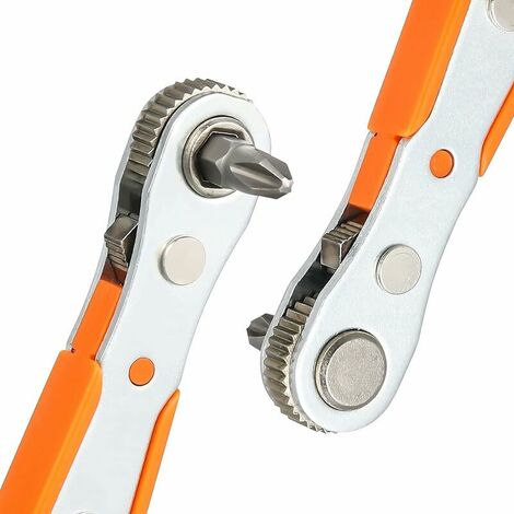 Magnetischer Schraubendreher, 6,35 mm Mini-Ratsche, 6,35 mm Offset High Torque Drive PH2 Schraubendreher-Bits mit umkehrbarem Offset