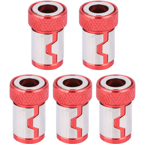 Magnetischer Schraubendreher-Kopfring, 5-teilig, Aluminiumlegierung, magnetischer Schraubendreher-Bit-Kopf (rot)