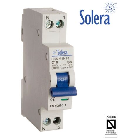 Magnetischer Schutzschalter solera 1polig+ Nullleiter 20a (schmal) (eingeschrumpft)