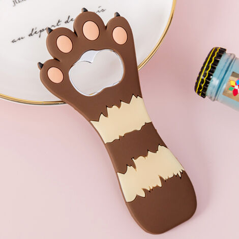 Magnetischer Silikon-Flaschenöffner in Form einer Katzenpfote – Multifunktional, niedliches braun-weiß gestreiftes Design für Kühlschrank und Wohnaccessoires