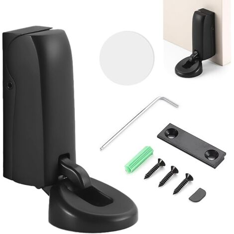 Magnetischer Türstopper aus schwarzer Zinklegierung mit 3M-Kleber + Abstandshalter + selbstklebende Montage/Schraubprägung für Schlafzimmer, Büro, Hotel (schwarz)