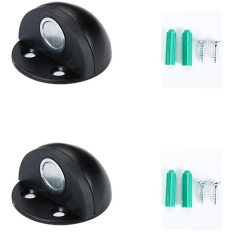 Magnetischer Türstopper, Türstopper aus Edelstahl, Türstopper mit Befestigungsschraube, zum Schutz von Wandtüren vor Beschädigungen (2 schwarze Teile).