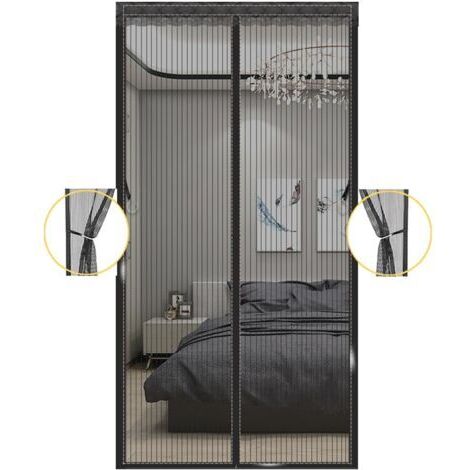 Magnetischer Türvorhang aus robustem Netzgewebe, selbstschließende Magnete, einziehbarer Türvorhang aus Netzgewebe, geeignet für Tiere, Schiebetür (90 x 200 cm)