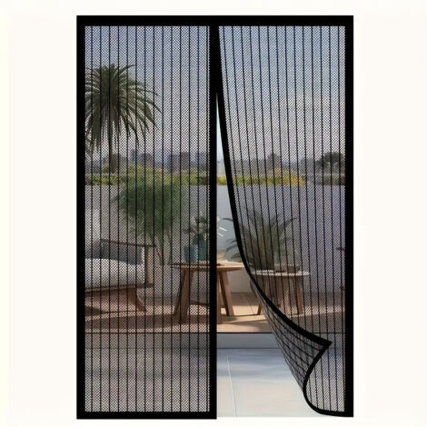 Magnetischer Türvorhang, selbstschließend, 120 x 210 cm, schwarz, Montageset mit Klebestreifen inklusive, Schutz vor Fliegen und Insekten.
