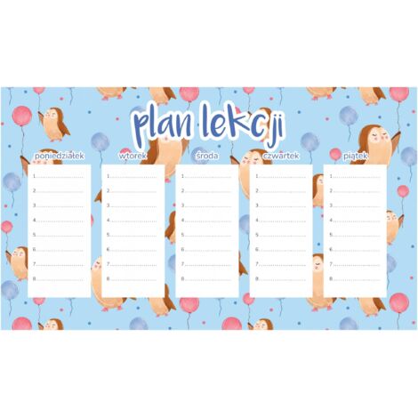Magnetischer Unterrichtsplan, Ballons und Eule, 30 x 17,5 cm
