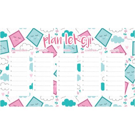 Magnetischer Unterrichtsplan Blaue und rosa Drachen 45x26CM