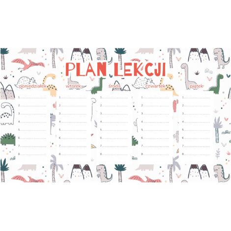 Magnetischer Unterrichtsplan Bunte Dinosaurier und Palmen 45x26CM