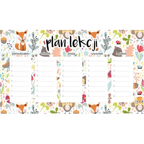 Magnetischer Unterrichtsplan Bunte Waldtiere 45x26CM