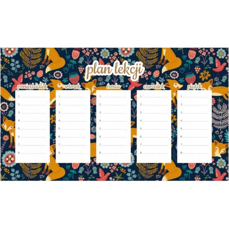 Magnetischer Unterrichtsplan für Kinder Fuchsfamilie 30x17,5CM