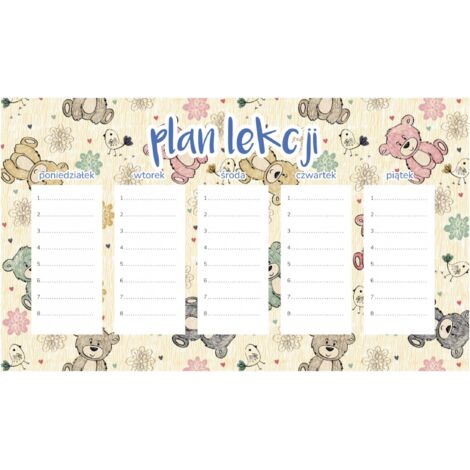Magnetischer Unterrichtsplan für Kinder, skizzierte Bären, 30 x 17,5 cm