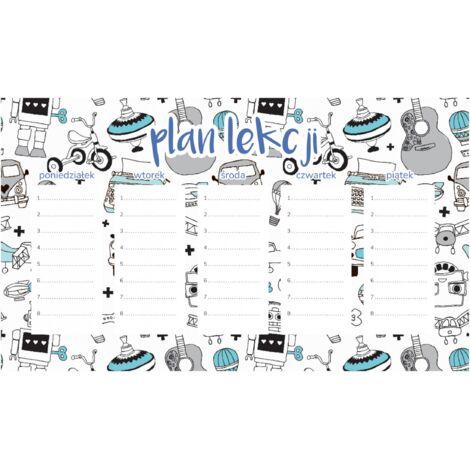 Magnetischer Unterrichtsplan Gray Passion 30x17,5CM
