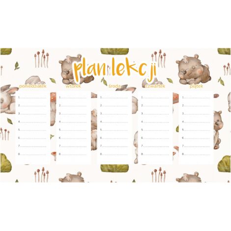 Magnetischer Unterrichtsplan Kleine Waldtiere 45x26CM