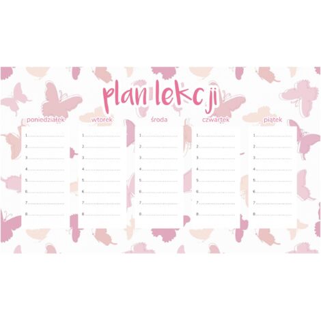Magnetischer Unterrichtsplan Zarte rosa Schmetterlinge 45x26CM