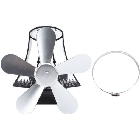 Magnetischer Wandventilator mit 5 Flügeln zur Kaminmontage, leise und wärmebetrieben, für Holzöfen und Kaminöfen, silberfarben