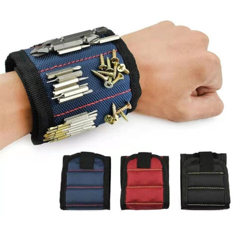 Magnetisches Armband mit Kleberückseite und Klettverschluss zur Aufbewahrung von Werkzeugen, Schraubendrehern und Schrauben.