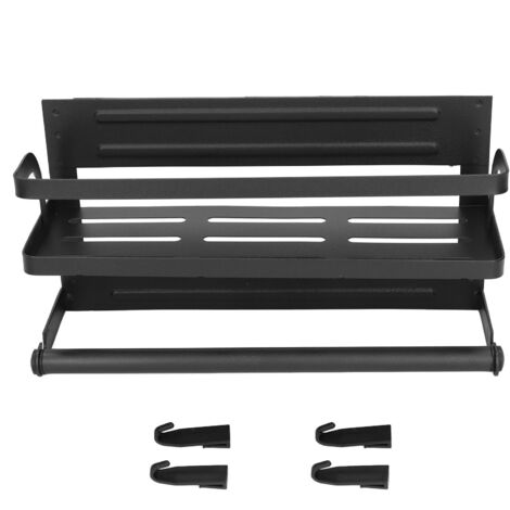Magnetisches Gewürzregal, platzsparend, einlagiges Kühlschrankregal für Gläser, Pfeffer, Salz, Speiseöl, Schwarz