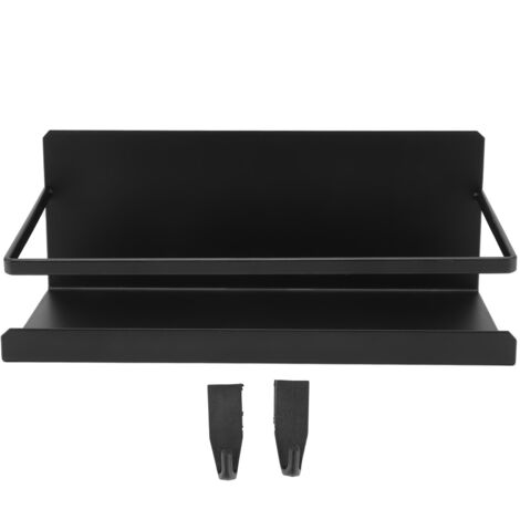 Magnetisches Kühlschrankregal, 1 Ebene mit 3 Zubehörteilen, platzsparend für Kühlschrank und Mikrowelle, schwarz