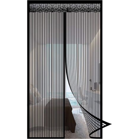 Magnetisches Moskitonetz, 90 x 210 cm, insekten- und fliegenabweisend, atmungsaktives Design, geeignet für Fenstertüren, schwarz.