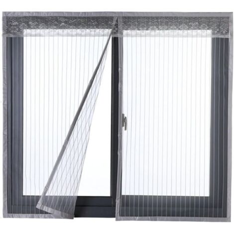 Magnetisches Moskitonetz für Tür oder Fenster – Moskitovorhang mit Magneten, grau, 120 x 130 cm