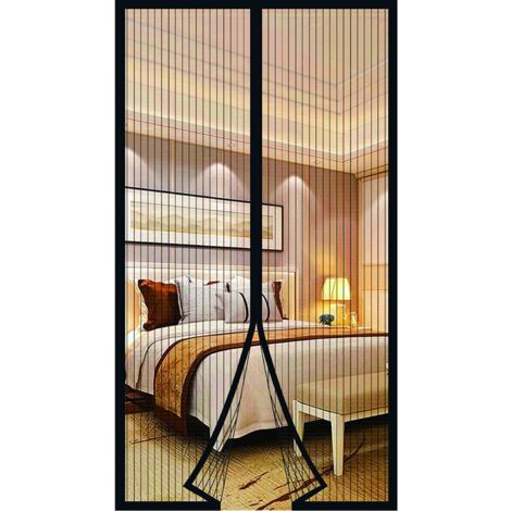 Magnetisches Moskitonetz für Türfenster, Fliegenschutzvorhänge für Tür, Insektenschutzvorhänge, verschiebbares Erkerfenster-Moskitonetz, magnetisches Moskitonetz ohne Bohren (90 x 210 cm, schwarz)