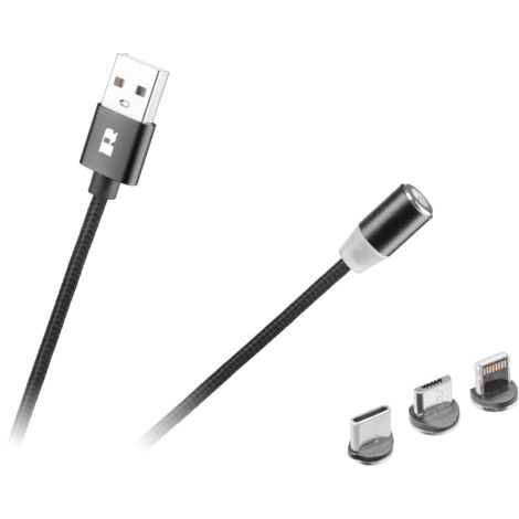 Magnetisches USB-Kabel – USB-C, Typ C, Lightning, iPhone, Micro-USB, 3-in-1, 1 m, Rebel
