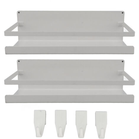 Magnetisches Wandregal mit Haken fürs Badezimmer, 2 Stück, Weiß
