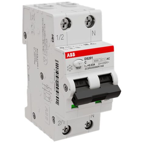 Magnetotérmico diferencial Abb 32A 1P+N 30MA AC 6KA 2M DS201C32AC30