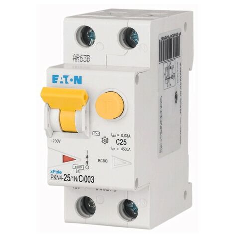 Magnetotérmico Diferencial Eaton 25A 1P+N 4.5kA 30mA curva C tipo AC 2M 237131