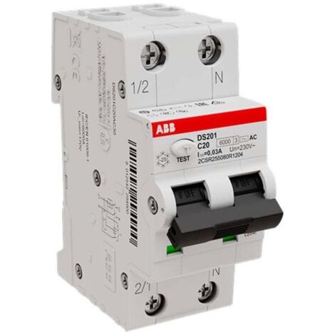 Magnetotermico differenziale 6kA 1P+N Tipo AC C20 30mA ABB DS201C20AC30