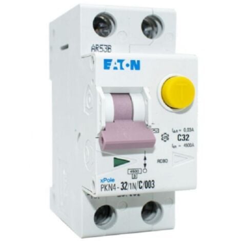 Magnetotermico Differenziale Eaton 32A 1P+N 4.5kA 30mA curva C tipo AC 2M 237161