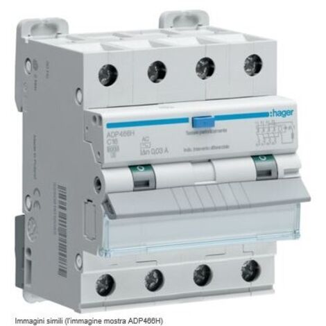 Magnetotermico Differenziale Hager 4P 25A 6kA 30mA curva C Tipo AC 4M ADP475H