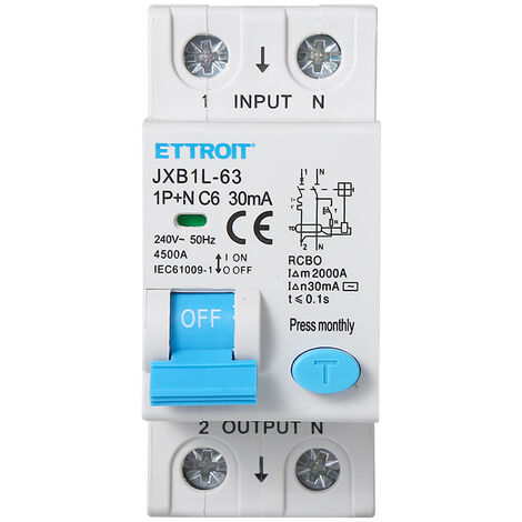 Interruttore magnetotermico differenziale modulare compatto 1P+N 6A 30mA  4.5KA 220V Ettroit 