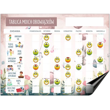 Magnetplaner Motivationstafel Aufgabenliste für Kinder + Smileys
