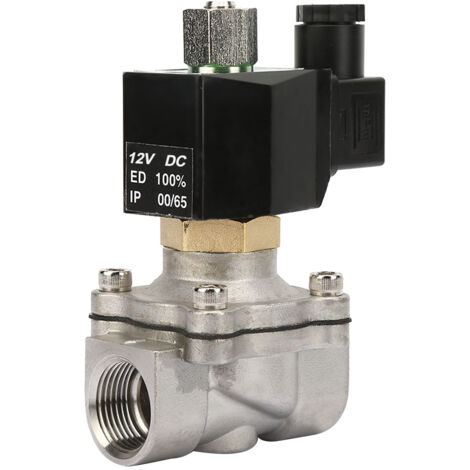 Magnetventil aus Edelstahl 2S-200-20 G3/4", normalerweise offen, für Wasser und Luft, 12 V DC