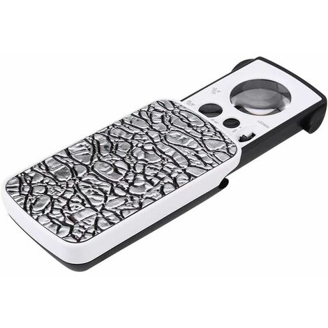 Magnifier, 30x / 60x / 90x Magnification Lenses Portable Magnifier with LED Lighting Illuminating Magnifying Magnifier for Jewelry, Stones, Stamps, Coins, Watches, etc. (white)