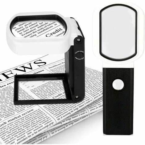 Magnifier with Light and Stand, 25X 10X Illuminated Handheld Hands co.ukee Magnifier 9 LED Illuminated Magnifier for Reading, Inspecting, Exploring, Jewelry, Hobby and Crafts