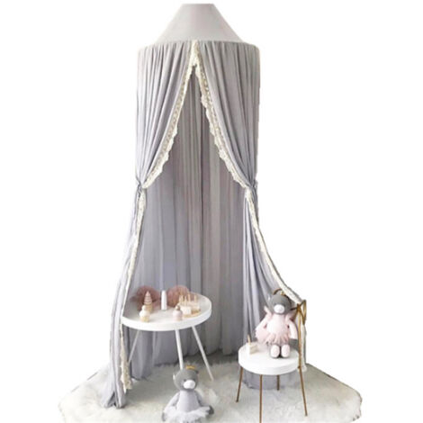 Magnifique moustiquaire décorative en dentelle pour lit d'enfant, gris